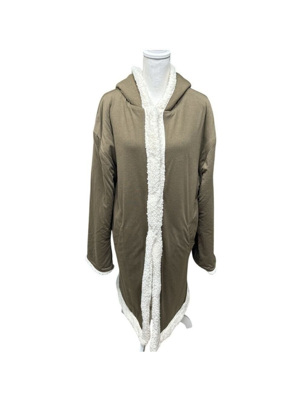 WeWoreWhat NWT Women's Hooded Sherpa Lined Oversized Overcoat Olive Size S